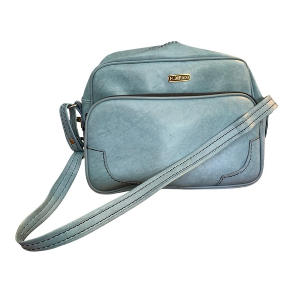 Eldorado  Leather luggage Carry On Blue Shoulder Bag 13x11x7 - Picture 6 of 13